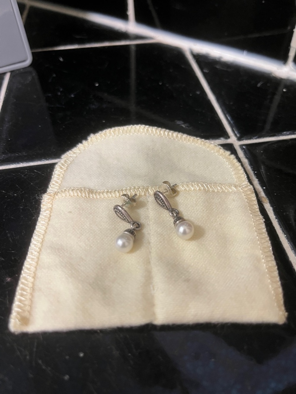 James Avery Silver Pearl Drop Earrings
